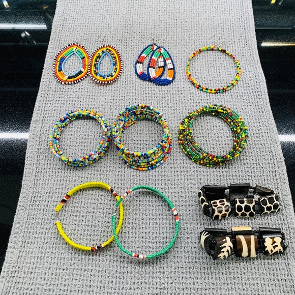 Mixed Bag of Kenyan Bracelets, Bangles, and Earrings - Picture 1 of 10